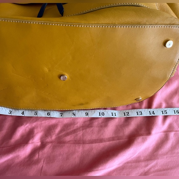 Butter-soft, very gently used, mustard yellow genuine leather tote. - Picture 10 of 14